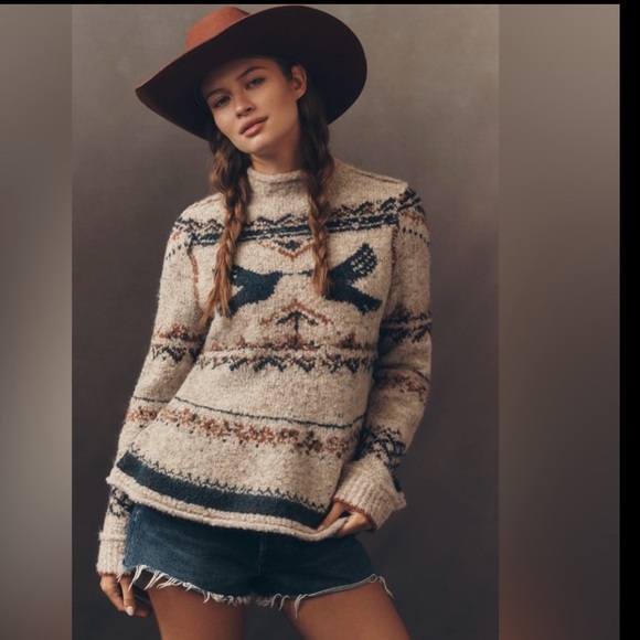 Anthropologie Sweaters - Anthropologie x Pilcro Long-Sleeve Mock-Neck Bird Sweater Size XS NWT